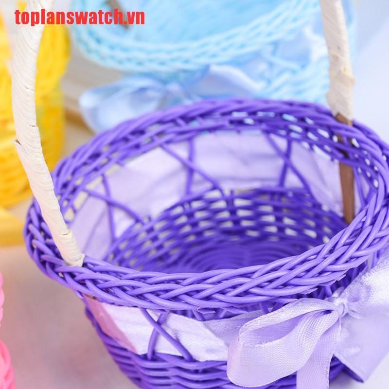 Giỏ đan mây thủ công đựng hoa xinh xắn ngộ nghĩnh