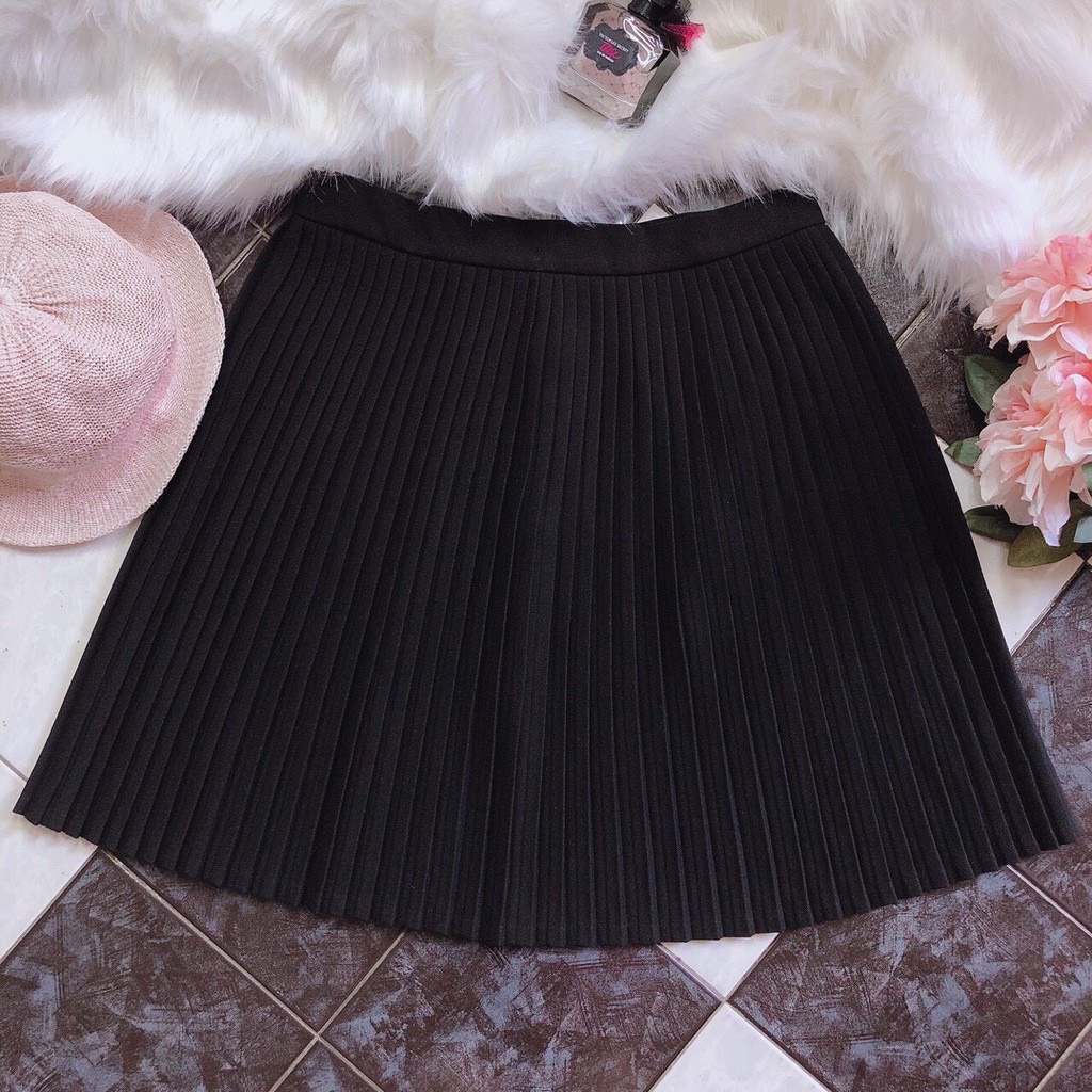 Chân váy xếp ly nữ NHẠT LINH chân váy ngắn dáng basic xòe trơn cạp cap tôn dáng - CV200