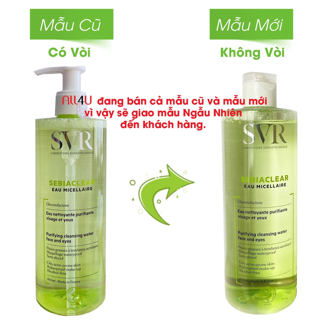 [TEM VIỆT NỮ] SVR Sebiaclear Eau Micellaire 400mL - Nước Tẩy Trang Giúp Làm Sạch Và Loại Bỏ Dầu Cho Da.