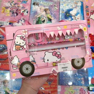 Set bộ dụng cụ học tập 5 món hình mèo hello kitty màu hồng cho học sinh, các bé - 15nkt909 -