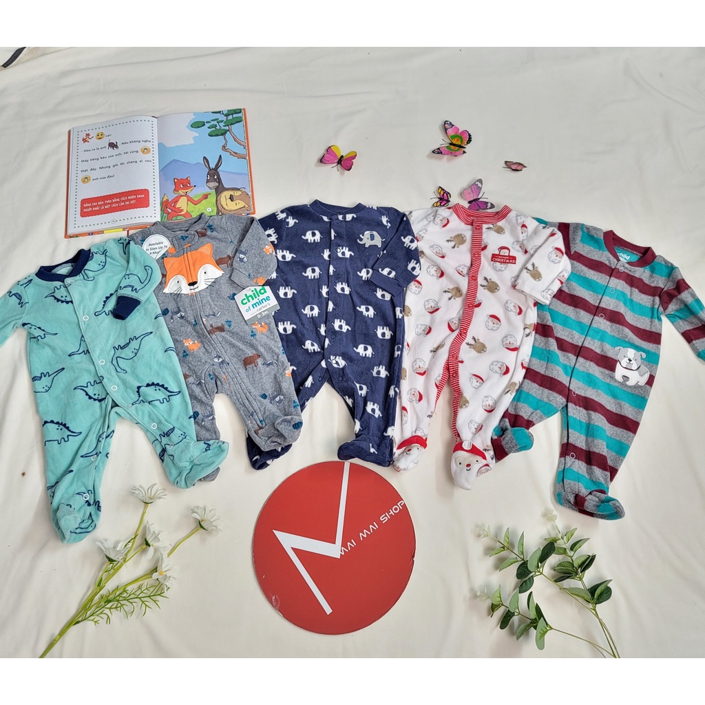 (Chọn màu- 3M) Body nỉ liền thân cho bé trai, bé gái sz 0-3M, Bộ đồ liền thân, bodysuit,bodysleep