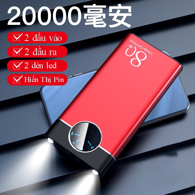 SẠC DỰ PHÒNG 20000mah Power Bank ,3 INPUT & 2 OUTPUT màn hình hiển thị pin cao cấp