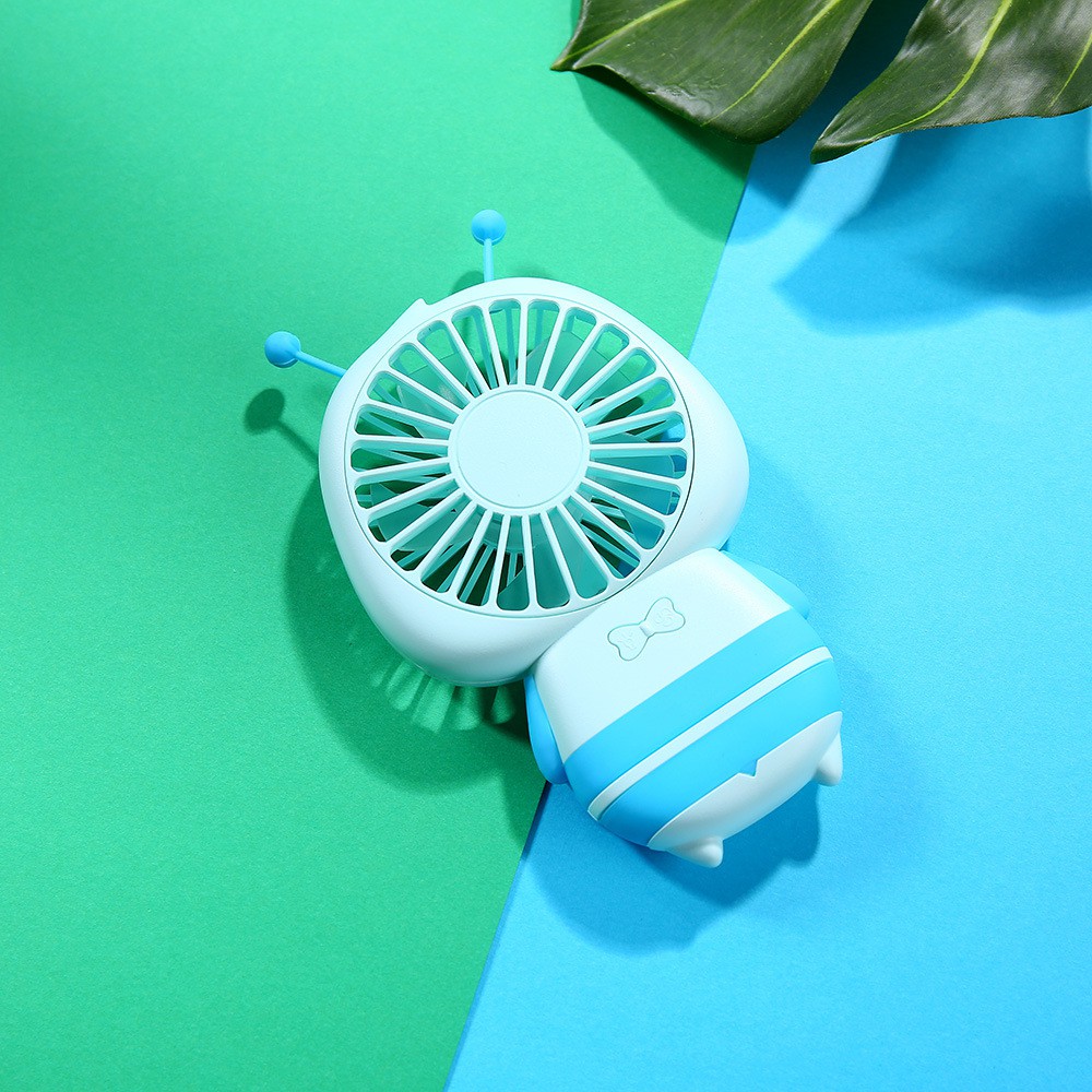 Quạt mini cầm tay đeo cổ hình CHÚ ONG phát sáng  Đổi màu sắc liên tục  Quạt Tích điện USB  Cực mát