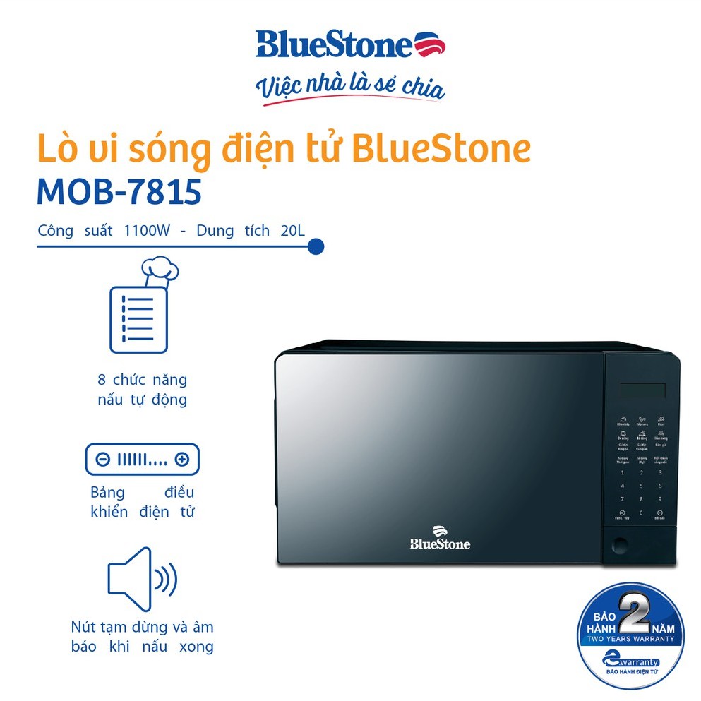 Lò vi sóng điện tử BlueStone MOB-7815,Dung Tích 20L, Bảo Hành Chính Hãng 2 Năm