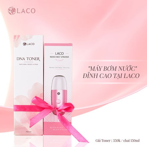 (Tặng kèm máy phun sương) Nước hoa hồng DNA Toner Laco – Khóa ẩm hiệu quả (chai 150ml)