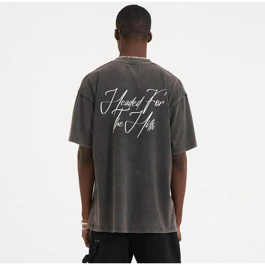 Rep Urban Night View Wash Vintage Round Neck resent Short Sleeve Summer New Half Sleeve Couple Style Trendy T-shirt