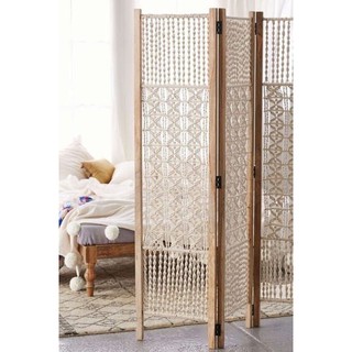 Macrame Lá - Vách ngăn macrame trang trí màu trắng