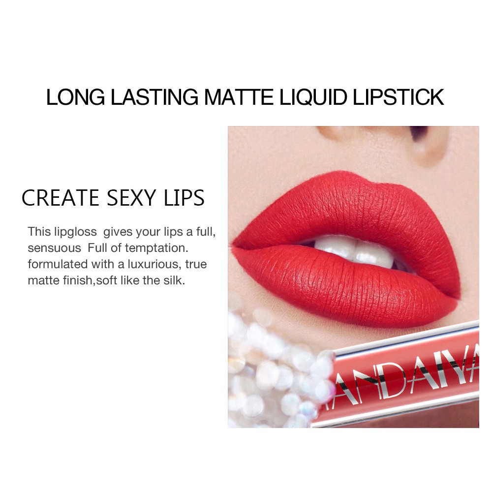 6 miếng/bộ Son bóng &amp; Son bóng Lâu dài Velvet Sexy Lipstick Handaiyan Lipstik Matte Lipstick Makeup Cover Không phai Không dính Cup Son bóng Mud