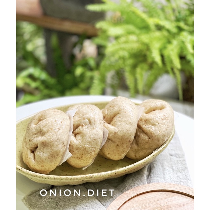 Bánh Bao Nguyên Cám Healthy Onion.Diet Nhân Gà Nấm Thơm Ngon Bánh Ăn Kiêng Giảm Cân