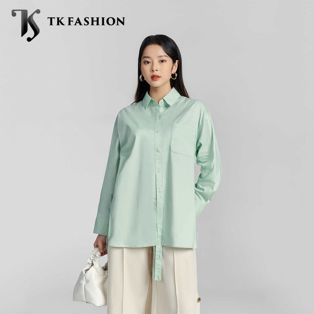 Áo sơ mi nữ kiểu 1 dây cài chéo, cổ đức, tay dài, hàng thiết kế cao cấp TK Fashion - SMKA270