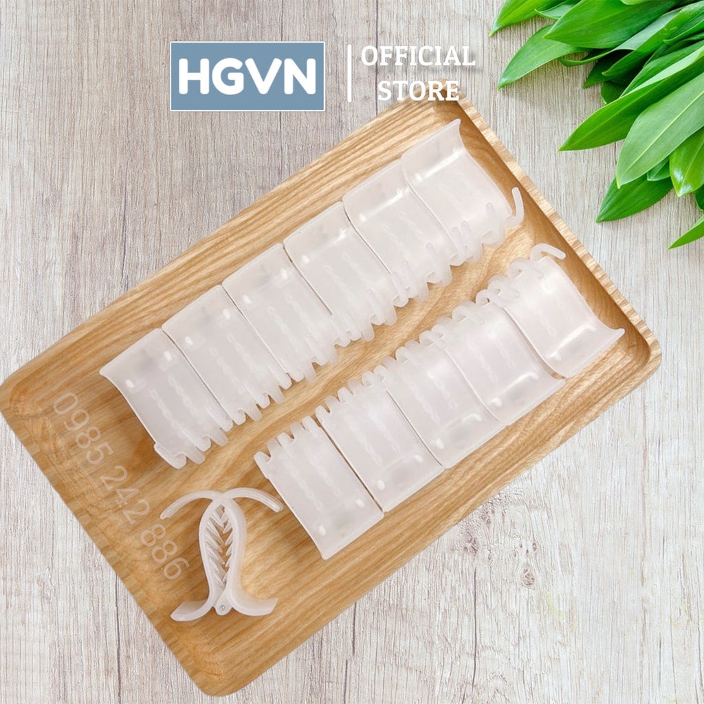 Lố 12 Kẹp Càng Cua HGVN Kẹp Tóc Nhám Dẻo Trắng Đơn Giản Thanh Lịch Cao Cấp
