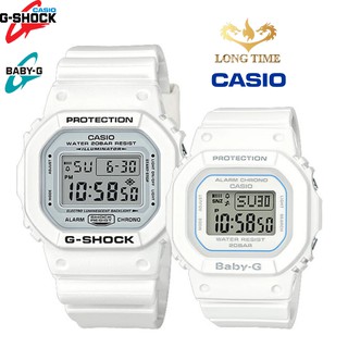 Đồng Hồ đôi Casio G-Shock DW-5600MW-7DR và baby-G BGD-560-7DR Dây Nhựa Trắng - bảo hành 12 tháng
