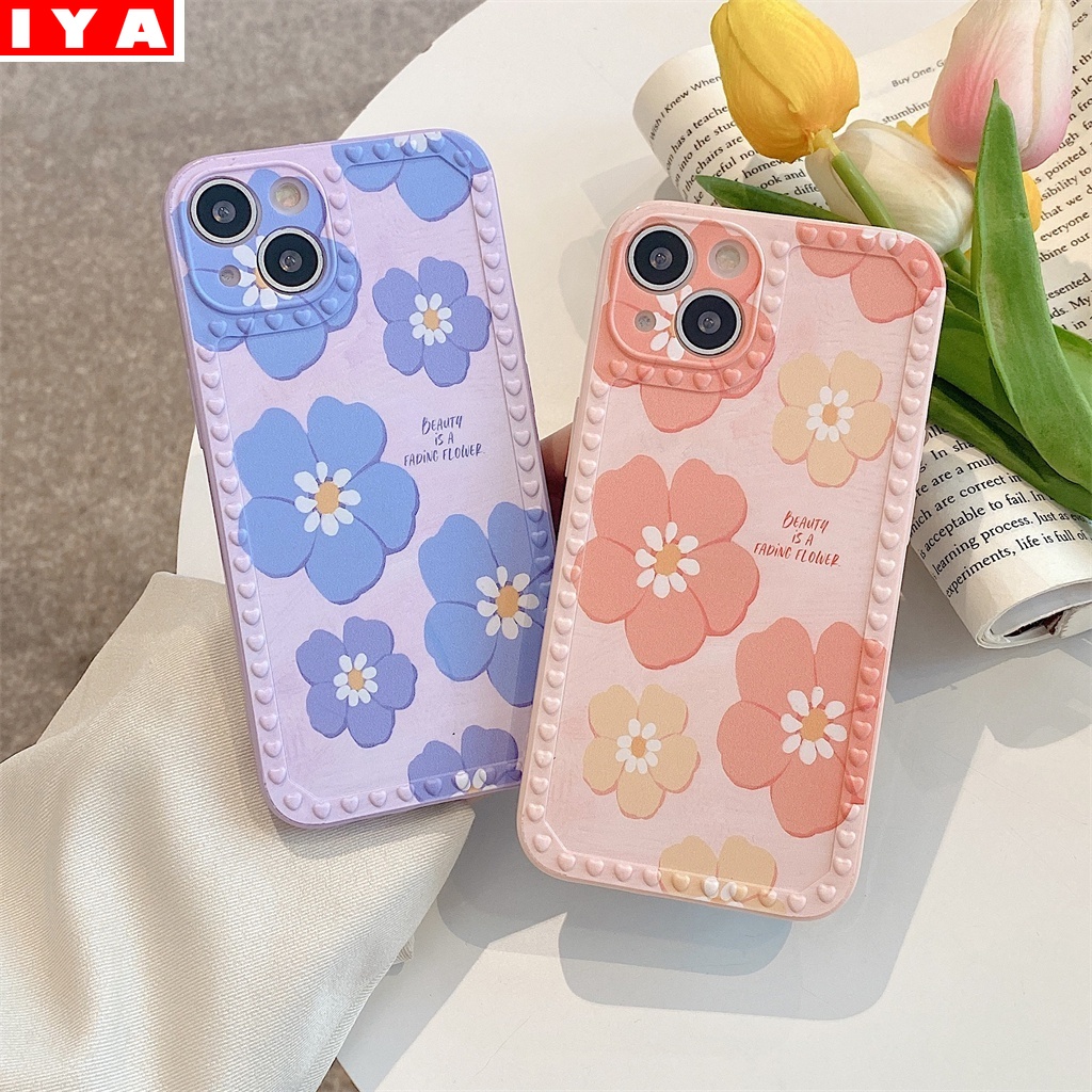 Ốp Điện Thoại Mềm Họa Tiết Hoa Màu Tím/Hồng Cho OPPO A16 A15 A54 A95 A94 A12 A74 A93 A5S A7 A57 F1S A3S Reno6