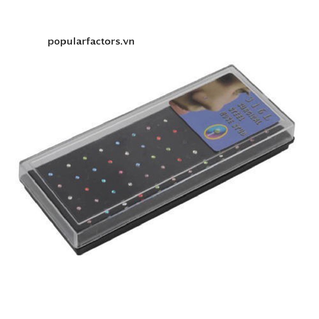 Set 40 Khuyên Mũi Bằng Thép Không Gỉ Đính Đá Cá Tính