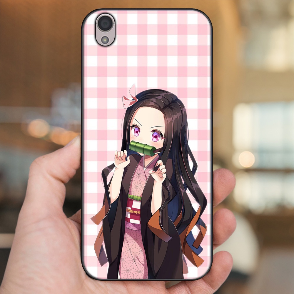 Ốp lưng Oppo A37 Neo 9, F1 Plus viền đen in hình Nezuko Kimetsu no Yaiba