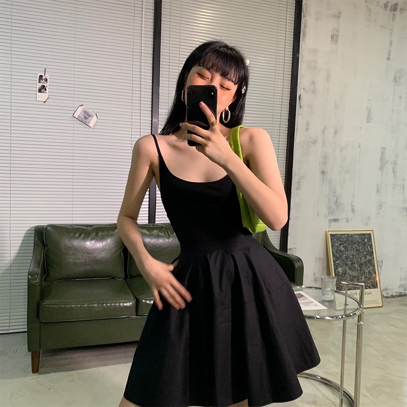 Đầm 2 dây nữ dáng sporty xoè năng động phù hợp mùa hè