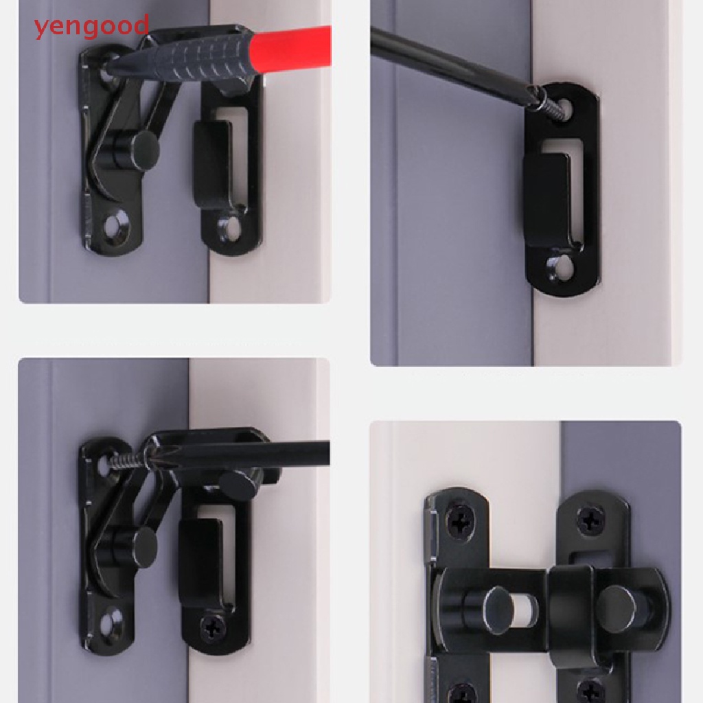 Chốt Khóa Cửa Trượt Góc 90 / 180 Độ Bằng Thép Không Gỉ Màu Đen Chất Lượng Cao