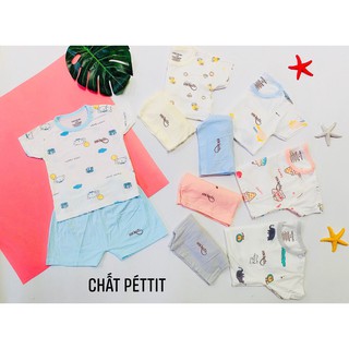 Bộ cộc tay HNKIDS cài vai họ vải thun lạnh cho bé trai bé gái từ sơ sinh đến 18 tháng thời trang trẻ em Shop Mẹ Bin Bin