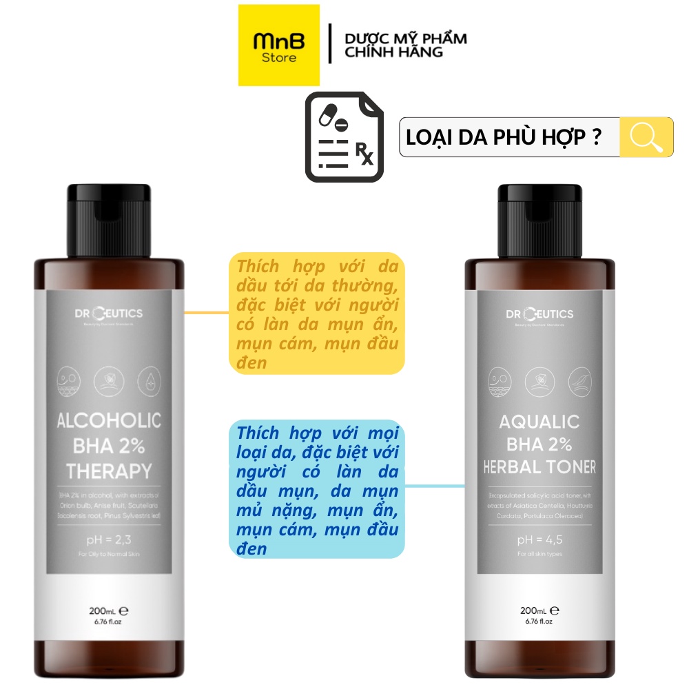 Toner DrCeutics BHA 2% làm sạch và cân bằng da 200ml