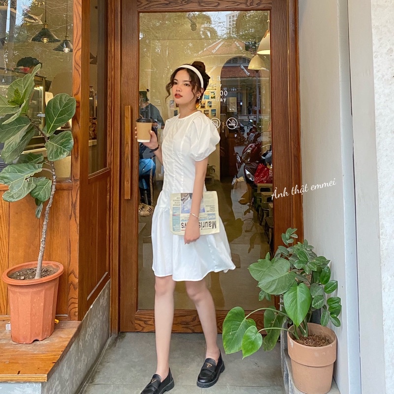 Đầm trắng nữ dáng ngắn xòe, váy đen dáng ôm emmei v113 | BigBuy360 - bigbuy360.vn