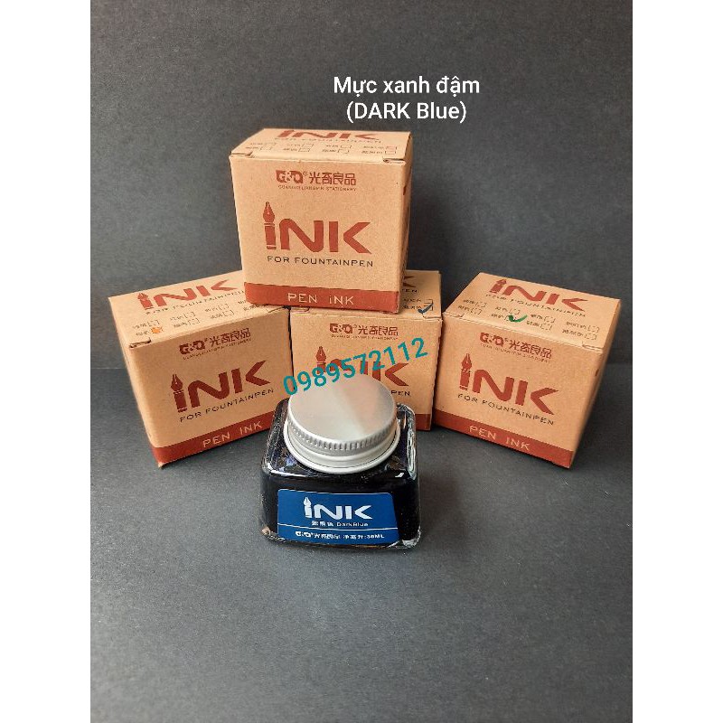 mực ink 30ml -mực bút máy màu xanh lá,xanh đậm,cam,hồng,tím.