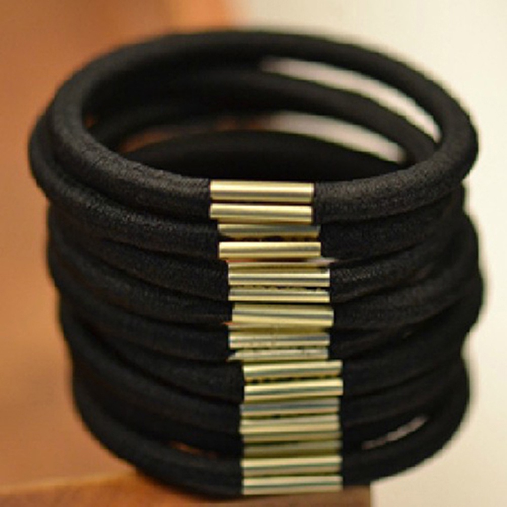 10 dây buộc tóc màu đen dễ thương cho nữ