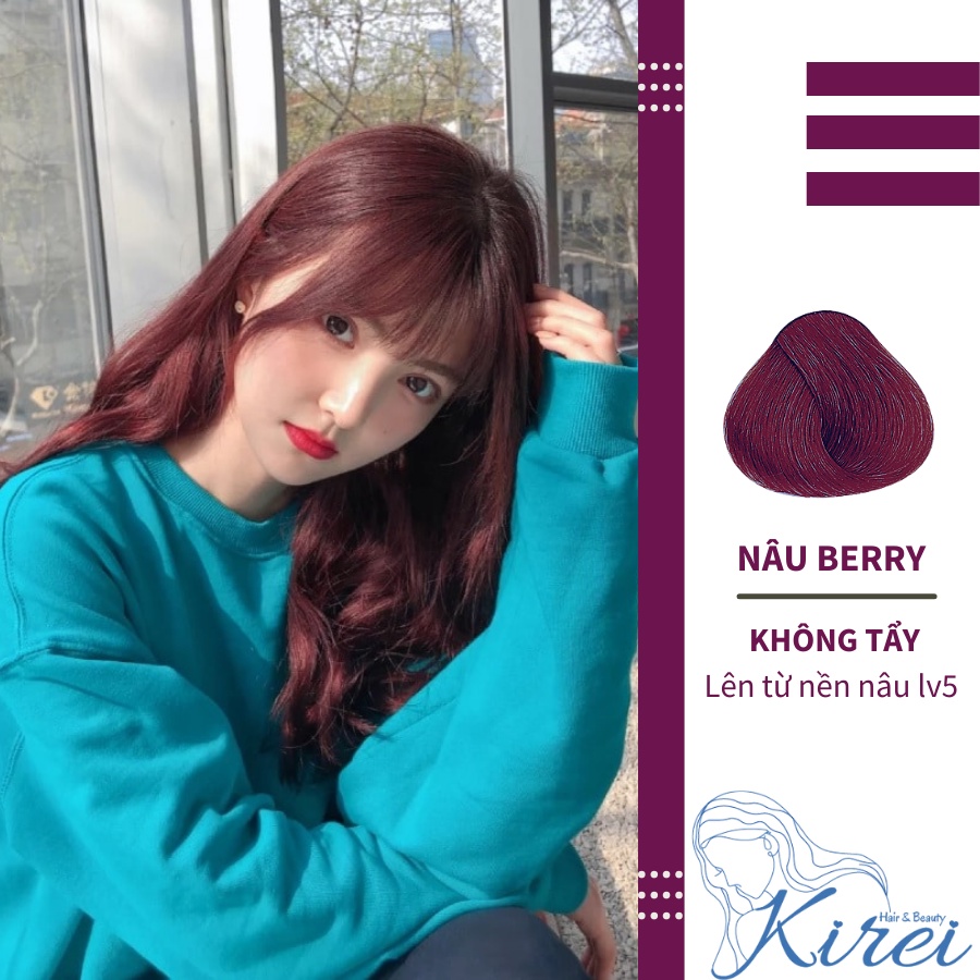 Thuốc nhuộm tóc màu NÂU BERRY không cần thuốc tẩy tóc Kireihairs, Kirei Hair. KIREIHAIR