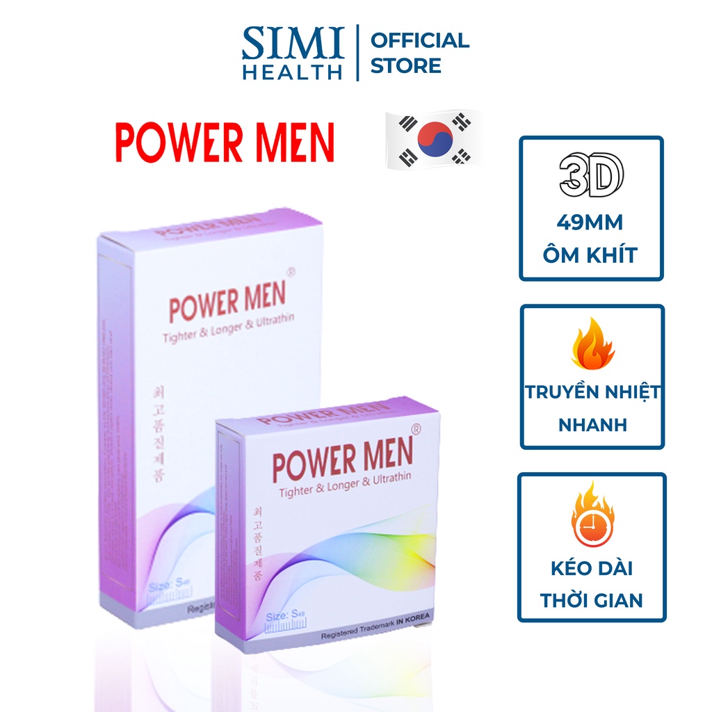 Bao cao su 3D 49mm POWER MEN kéo dài thời gian quan hệ chống xuất tinh sớm siêu mỏng bcs sieu mong nhiều gel bôi trơn