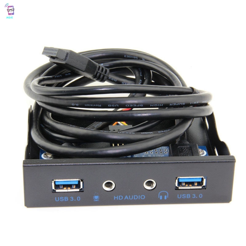 MG USB 3.0 2-Port 3.5 Inch Metal Front Panel USB Hub with 1 HD Audio Output Port+1 Microphone Input Port @vn