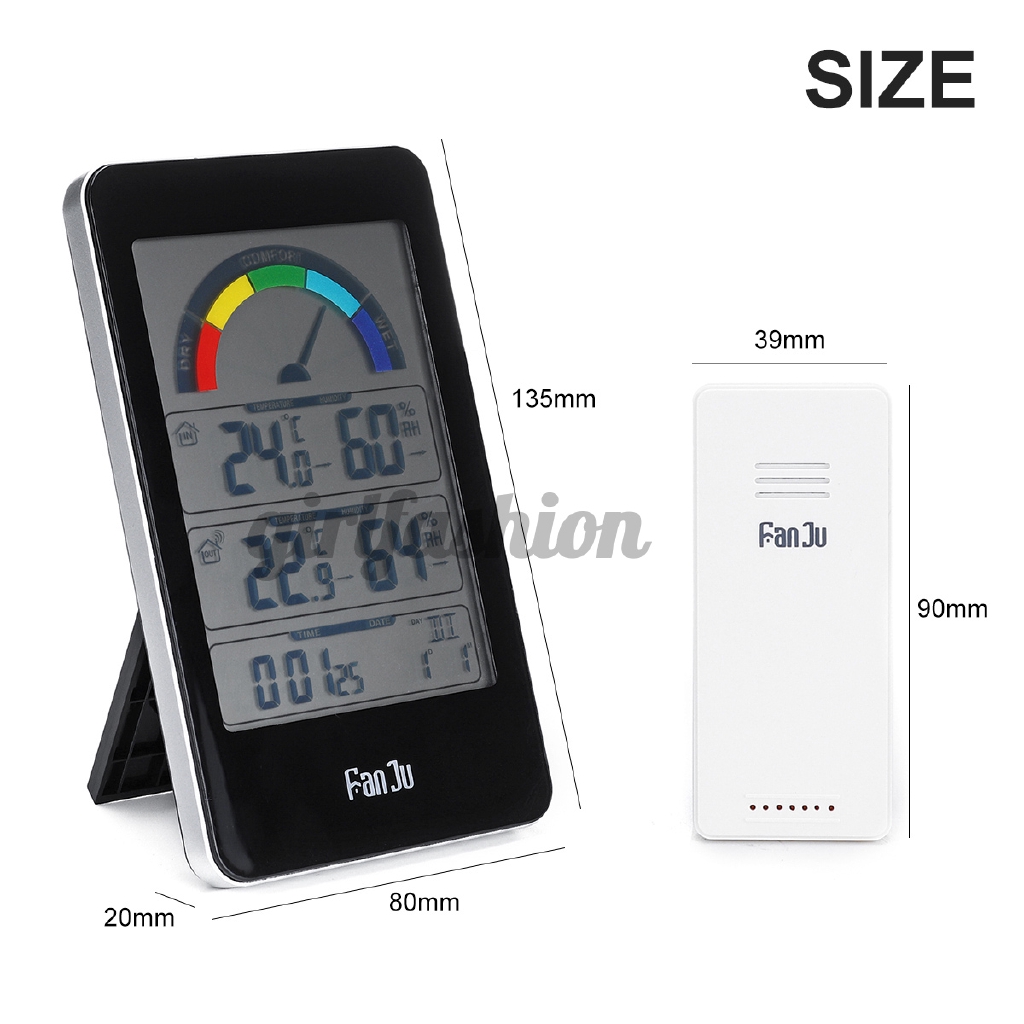 Digital LCD Thermometer Hygrometer Weather Station Wireless Indoor Outdoor Forecast Sensor Clock Comfort Indication
