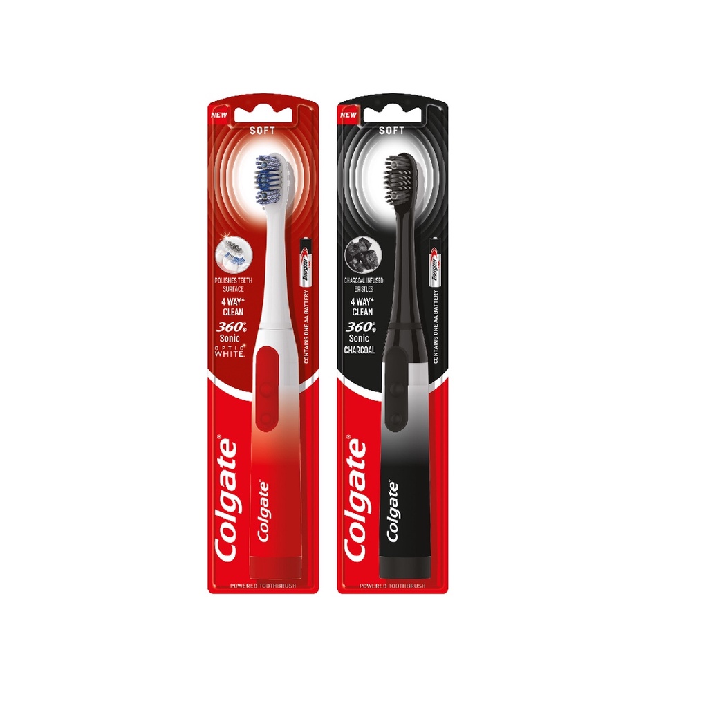 [HB Gift] Bàn chải đánh răng dùng pin Colgate 360° Sonic Optic White với lông chải phủ than kháng khuẩn