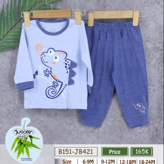 Jb421 bộ dài tay cổ tròn sợi tre 5d cho bé trai và gái size 6_9m đến 18_24m