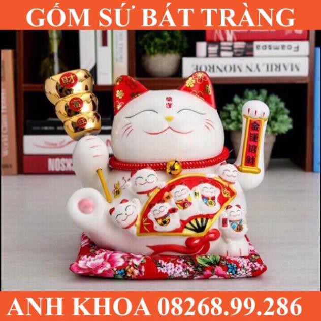 Mèo vẫy tay sâu tiền siêu hot cao 27cm - Gốm sứ Bát Tràng Anh Khoa