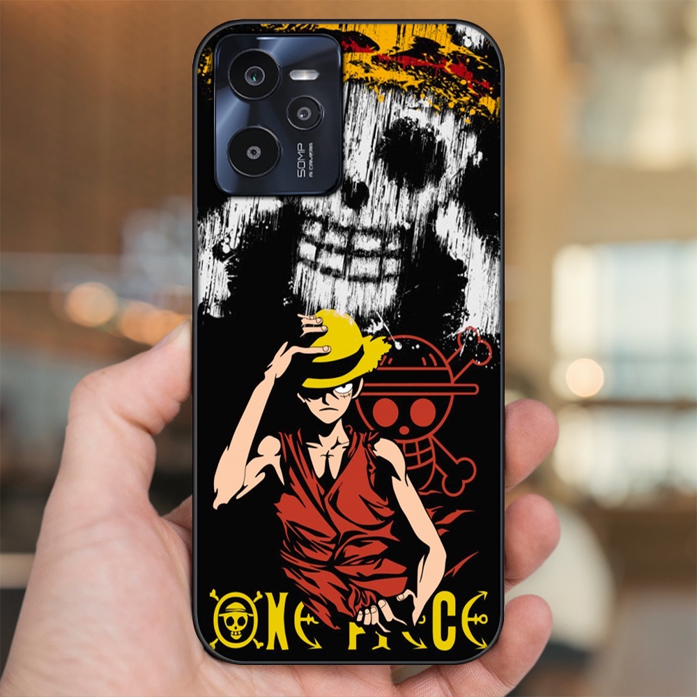 Ốp lưng Realme C35 viền đen in hình Luffy One Piece