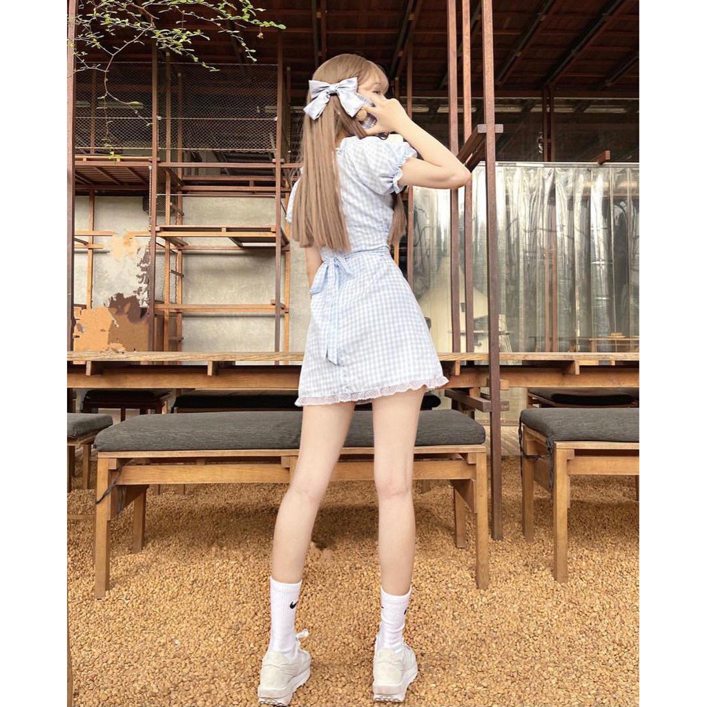 ĐẦM CARO NHÍU VIỀN REN NGỰC | BigBuy360 - bigbuy360.vn