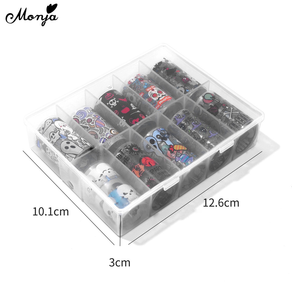 Set 10 cuộn miếng dán trang trí móng tay nghệ thuật MONJA họa tiết chủ đề halloween dạng chuyển độc đáo