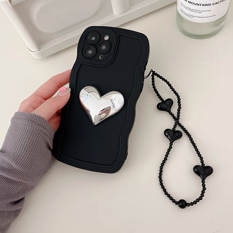 Ốp Điện Thoại Có Dây Đeo Trái Tim Cho iPhone 14 pro max X XS XR XS max 13proamx 11 11 pro 11 pro max 12 12 12 pro 12 pro max