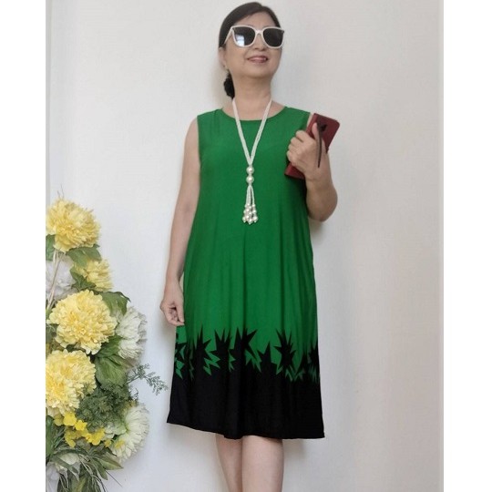 Size L, XL : Váy Đầm Trung Niên Sát Nách - Thun Aty Co Giãn Thoải Mái - Form Suông Che Bung