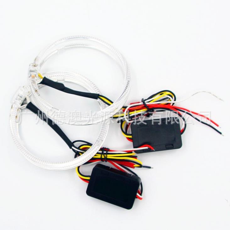 Vòng thiên thần led trang trí viền ngoài độ đèn bi cầu 2 chế độ demi trắng và xi nhan vàng Angle Eyes