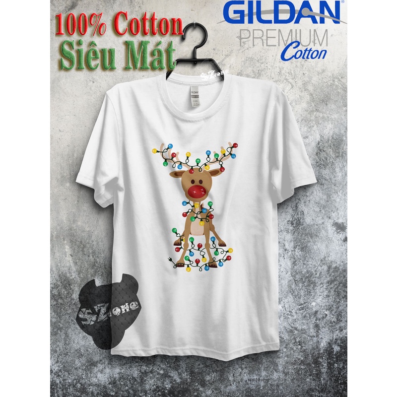 [Có BIG SIZE] Áo Phông Nam Cotton 100% In hình Tuần Lộc Noel Cao Cấp -hao SZone PM92