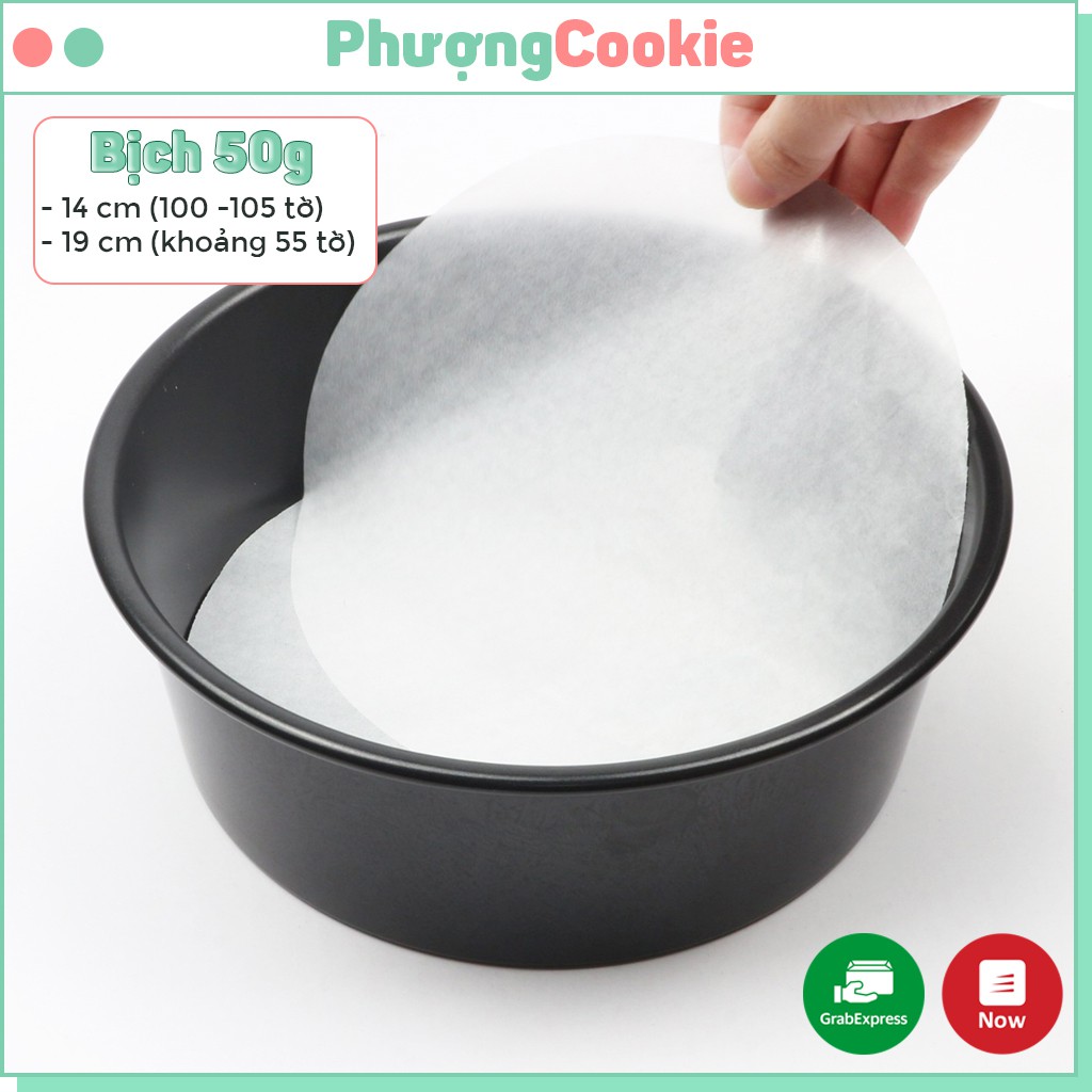 Bịch 50g GIẤY NẾN cắt sẵn hình tròn 14cm và 19cm dùng lót bánh cho khuôn 6 inch và 8 inch, nồi chiên không dầu