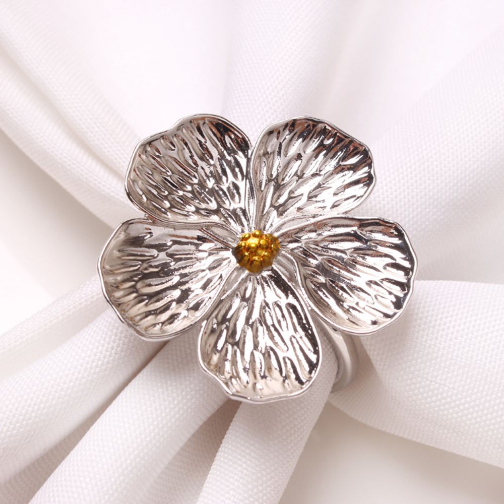 Suhe Vòng nhẫn giá đỡ khăn ăn bằng kim loại hình hoa mận vàng trang trí bàn tiệc cưới hàng ngày đơn giản sử dụng hàng ngày