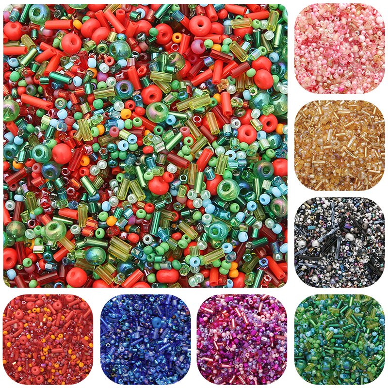 Set 800 hạt thủy tinh hỗn hợp hình tròn kết hợp màu sắc và kích thước là phụ kiện quần áo