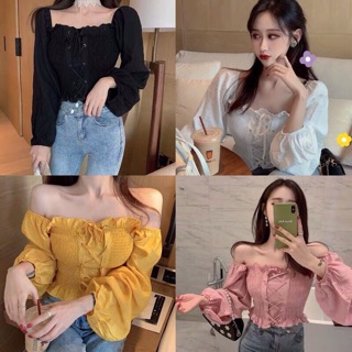 👉🏿áo kiểu voan cổ vuông đan dây