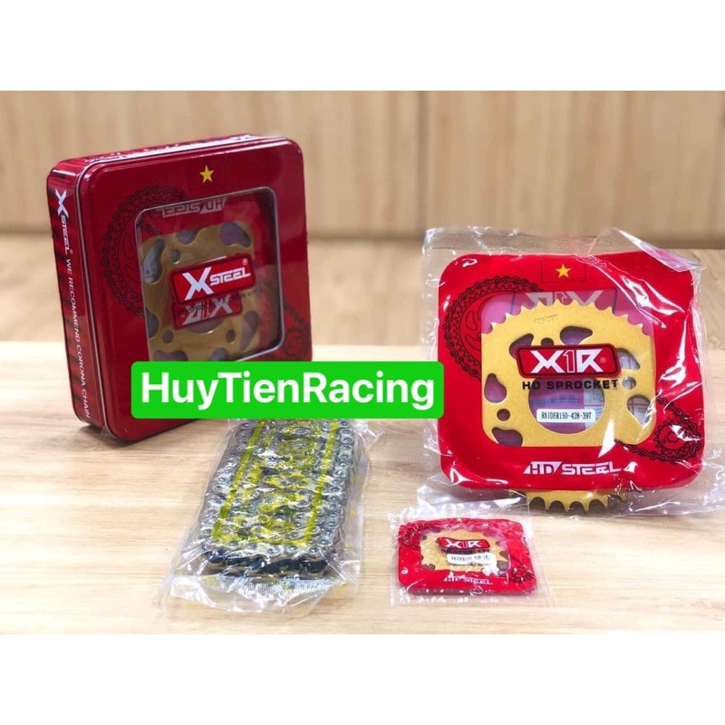 Nhông Sên Dĩa X1R (X-Steel Series) Full vàng (Gold) mẫu mới nhất dành cho ex150/ex135/winner/sonic/satria150/raider