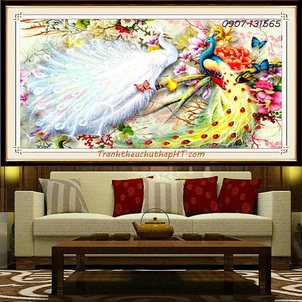 Tranh đính đá - Tranh thêu chữ thập Phú quý bình an DF656, HH0882: 148*74cm - Chưa thêu