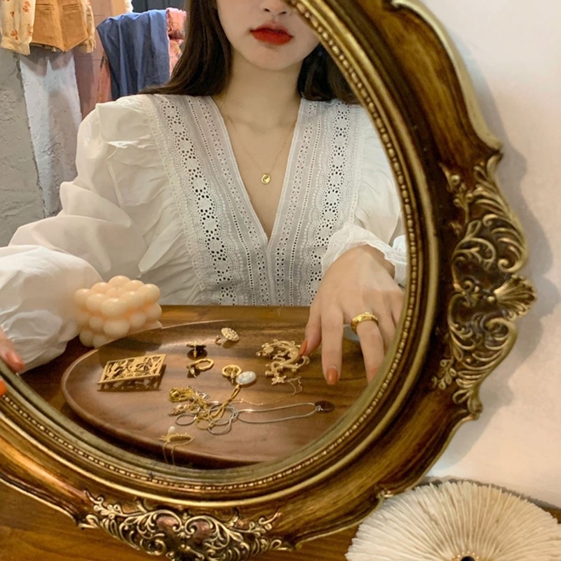 ÁO SƠ MI CỔ V DÀI TAY BÈO NHÚN - SẴN