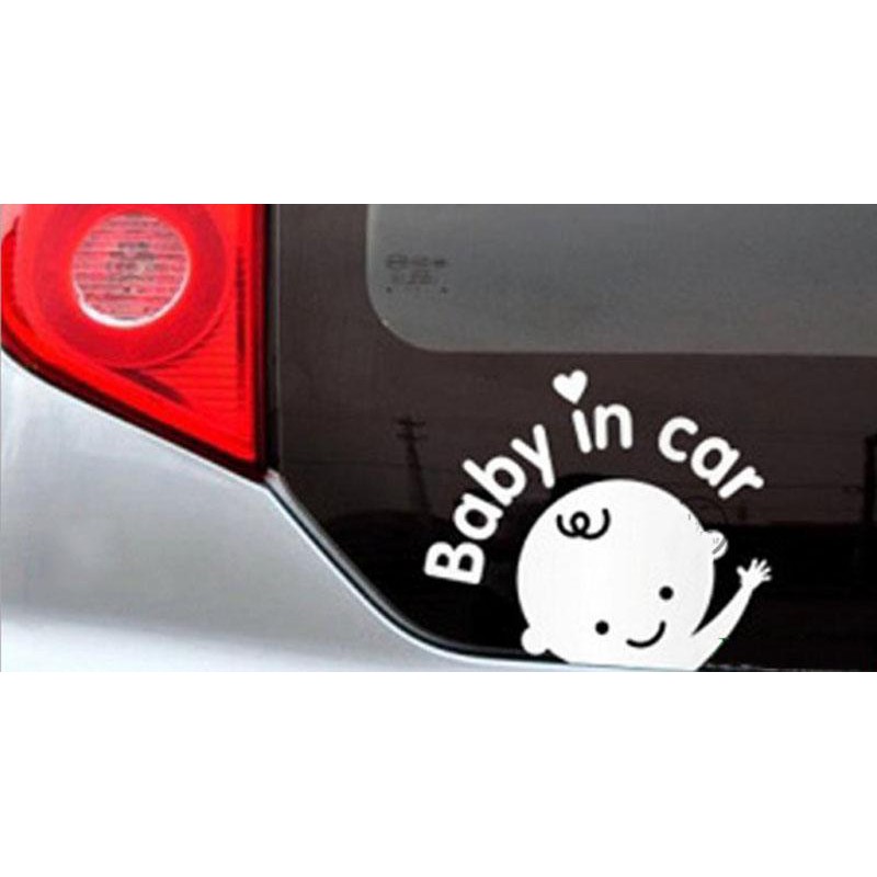 Tem dán chữ Baby In Car sau đuôi xe và 2 bên hông xe hiệu Tmall Vn