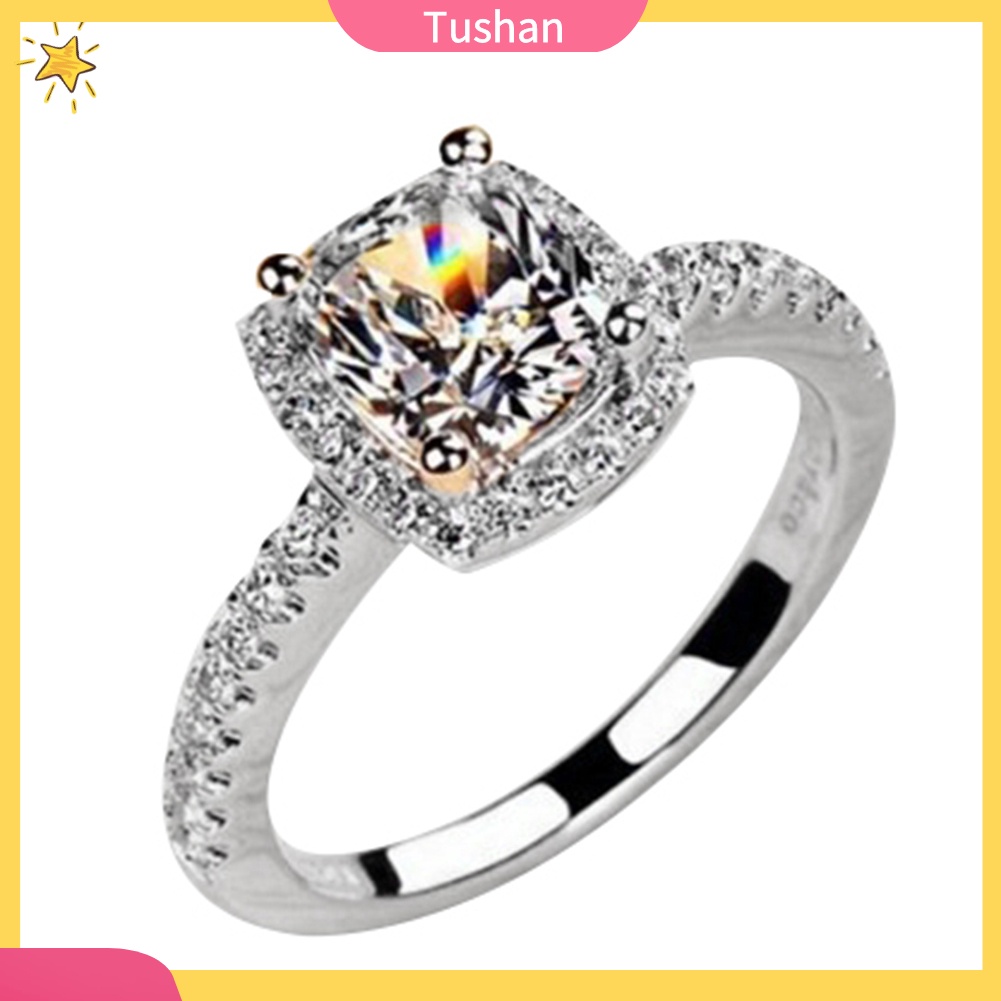 Nhẫn Đính Hôn Đính Đá Zircon Thời Trang
