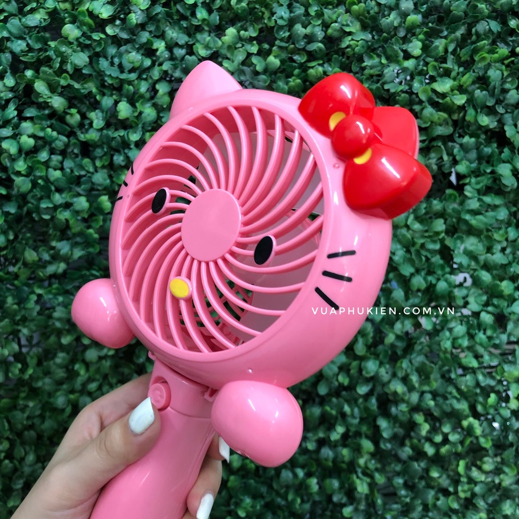 Quạt mini cầm tay và gấp gọn hình hello kitty tích điện cao cấp